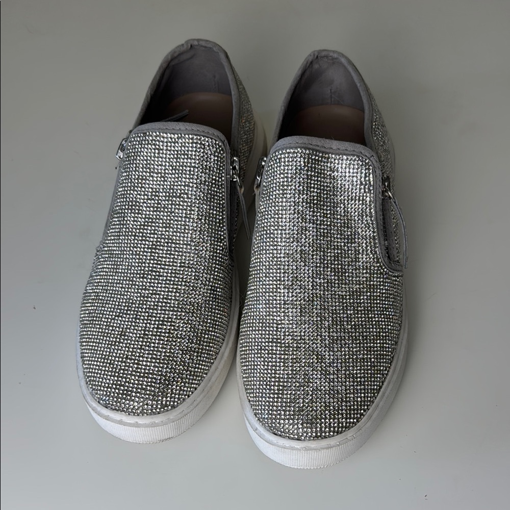 Steve Madden Silver Rhinestone Slip-On Shoes